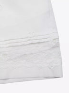 Women's White Elastic Waist Shorts With Floral Embroidery Lace Trim Casual Loose Summer Shorts